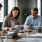 Equipe en réunion professionnelle illustrant un manque de cohésion et de coopération en entreprise.